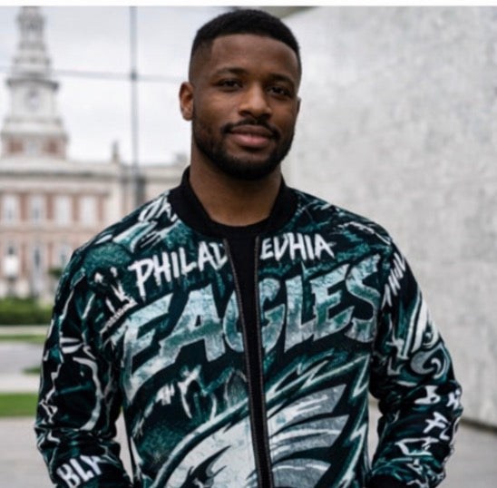 Philadelphia Streetwear Jacket | Graffiti Football Jacket | Urban Game Day Jacket | Hip Hop Bomber | All Over Print Coat